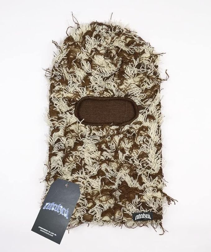 Brown Distressed Balaclava Face Mask Clothing
