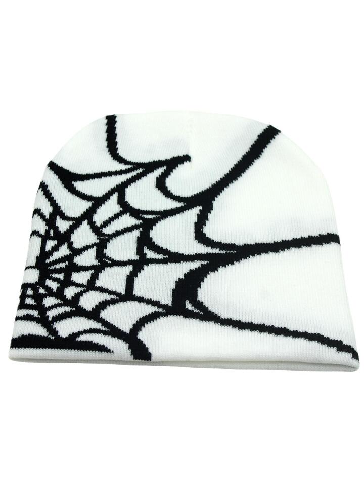White Spider Web Beanie Clothing Kickbox Sa